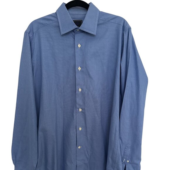 David Donahue Trim Fit Blue Long Sleeve button Down - NWOT - Neck 16.5 Cotton - Picture 1 of 5